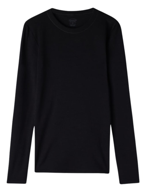 Blusa De Manga Comprida Wool & Cotton – Preto