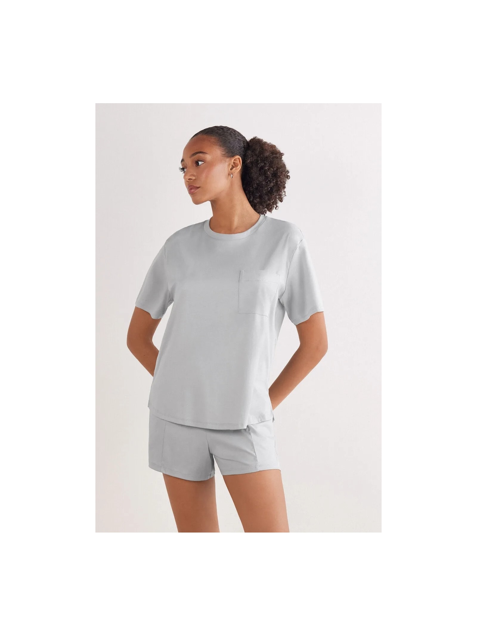 Blusa De Manga Curta Em Algodão Elevated Cotton Cinza Intimissimi