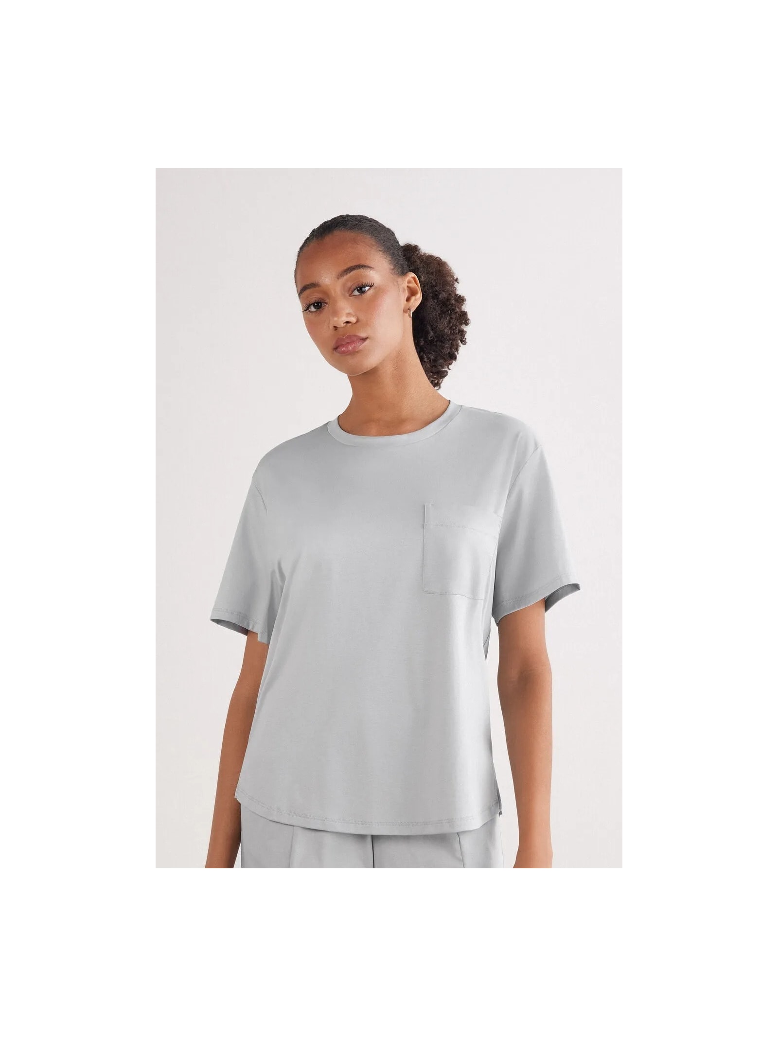Blusa De Manga Curta Em Algodão Elevated Cotton Cinza Intimissimi