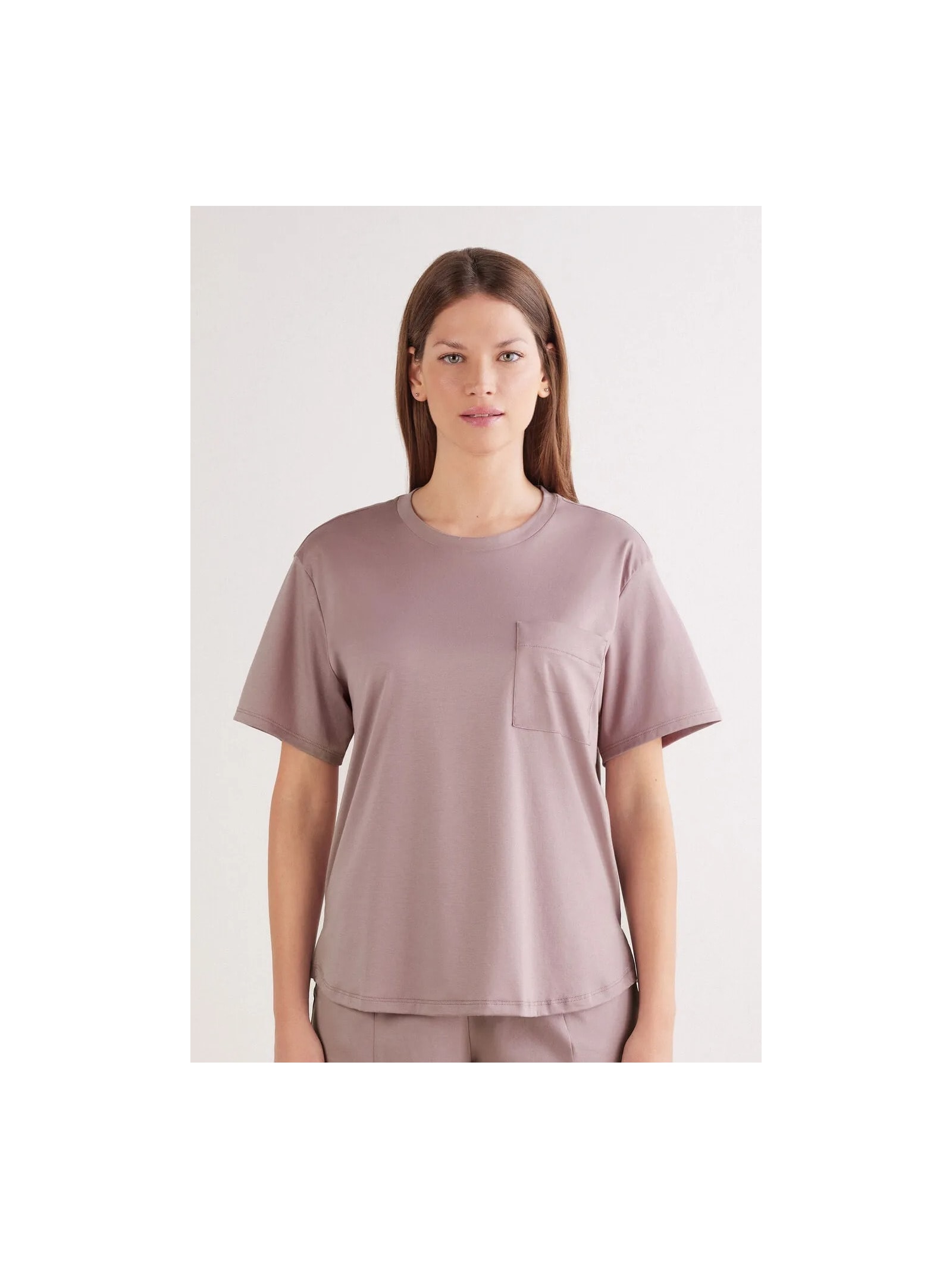 Blusa De Manga Curta Em Algodão Elevated Cotton Roxo Intimissimi