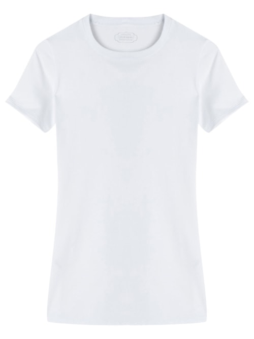 Blusa De Manga Curta Em Algodão Supima® Elástico - Branco