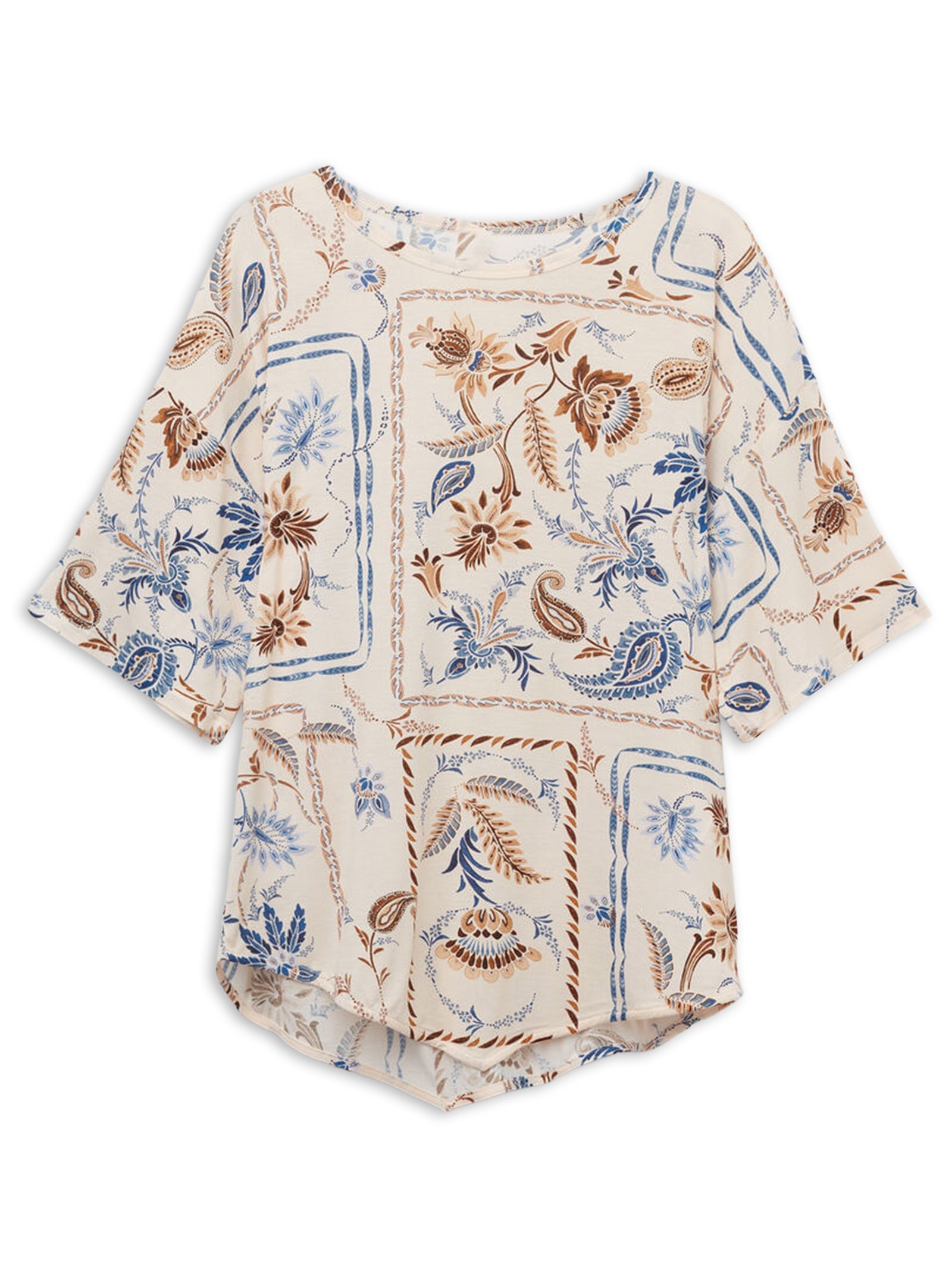 Blusa De Manga Curta Em Fresh Bamboo Italian Riviera Bege Intimissimi