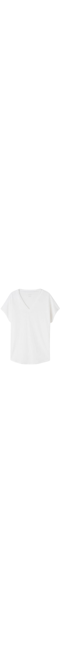 Blusa De Manga Curta Em Linho Com Decote Em v - Branco