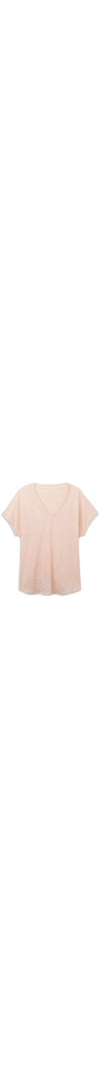 Blusa De Manga Curta Em Linho Com Decote Em v The Pure Linen - Rosa