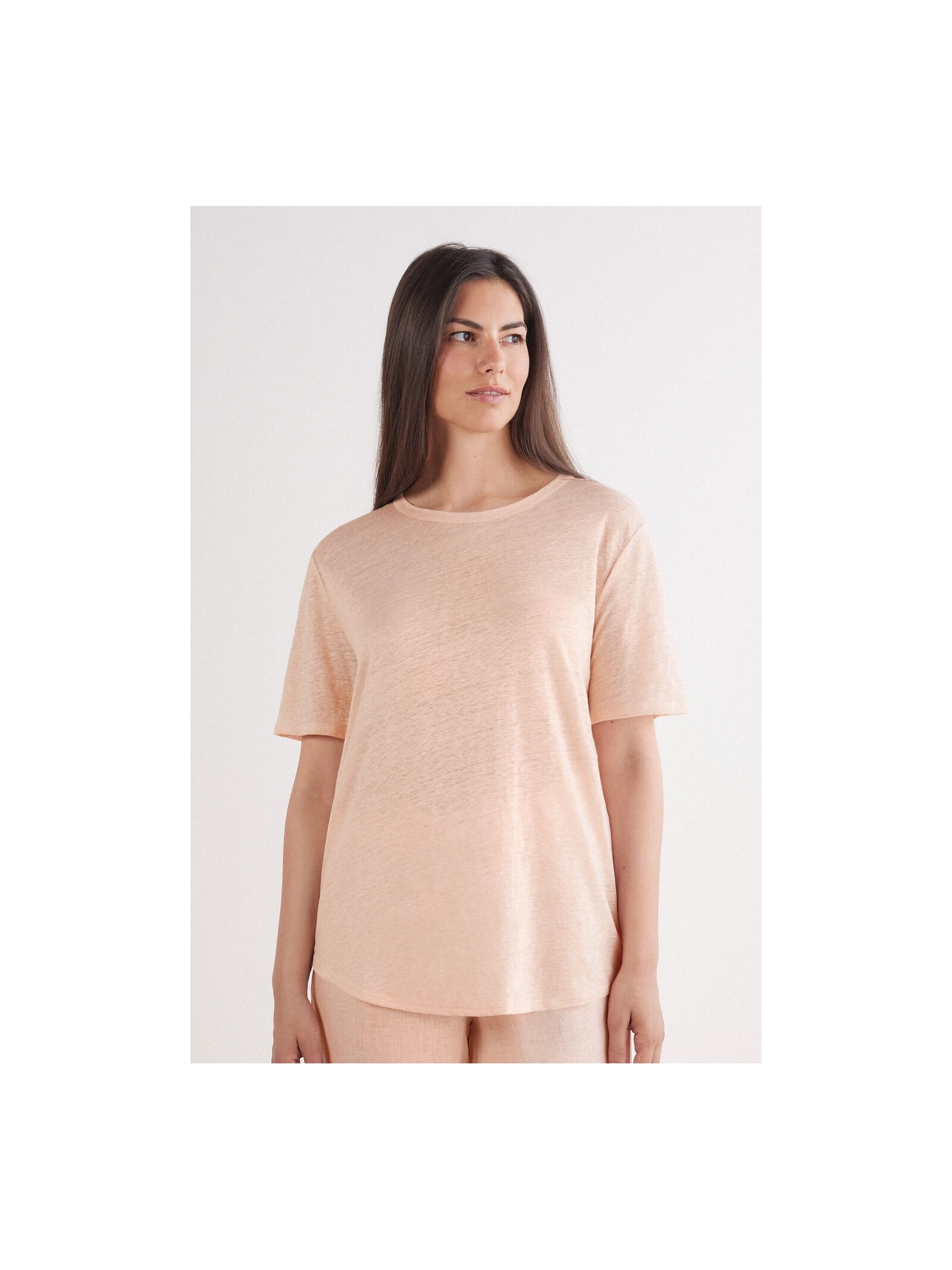 Blusa De Manga Curta Em Linho The Pure Linen Rosa Intimissimi