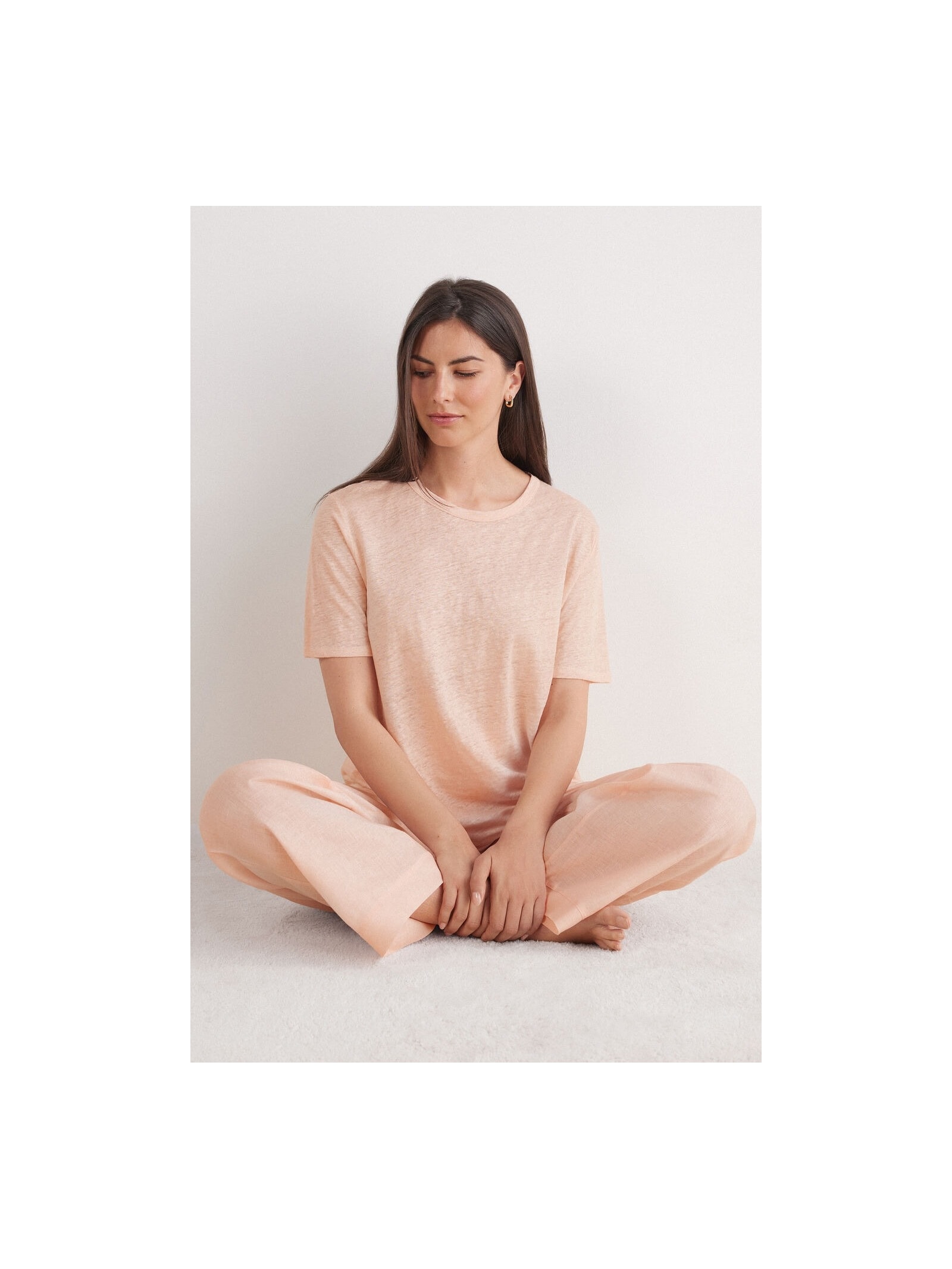 Blusa De Manga Curta Em Linho The Pure Linen Rosa Intimissimi