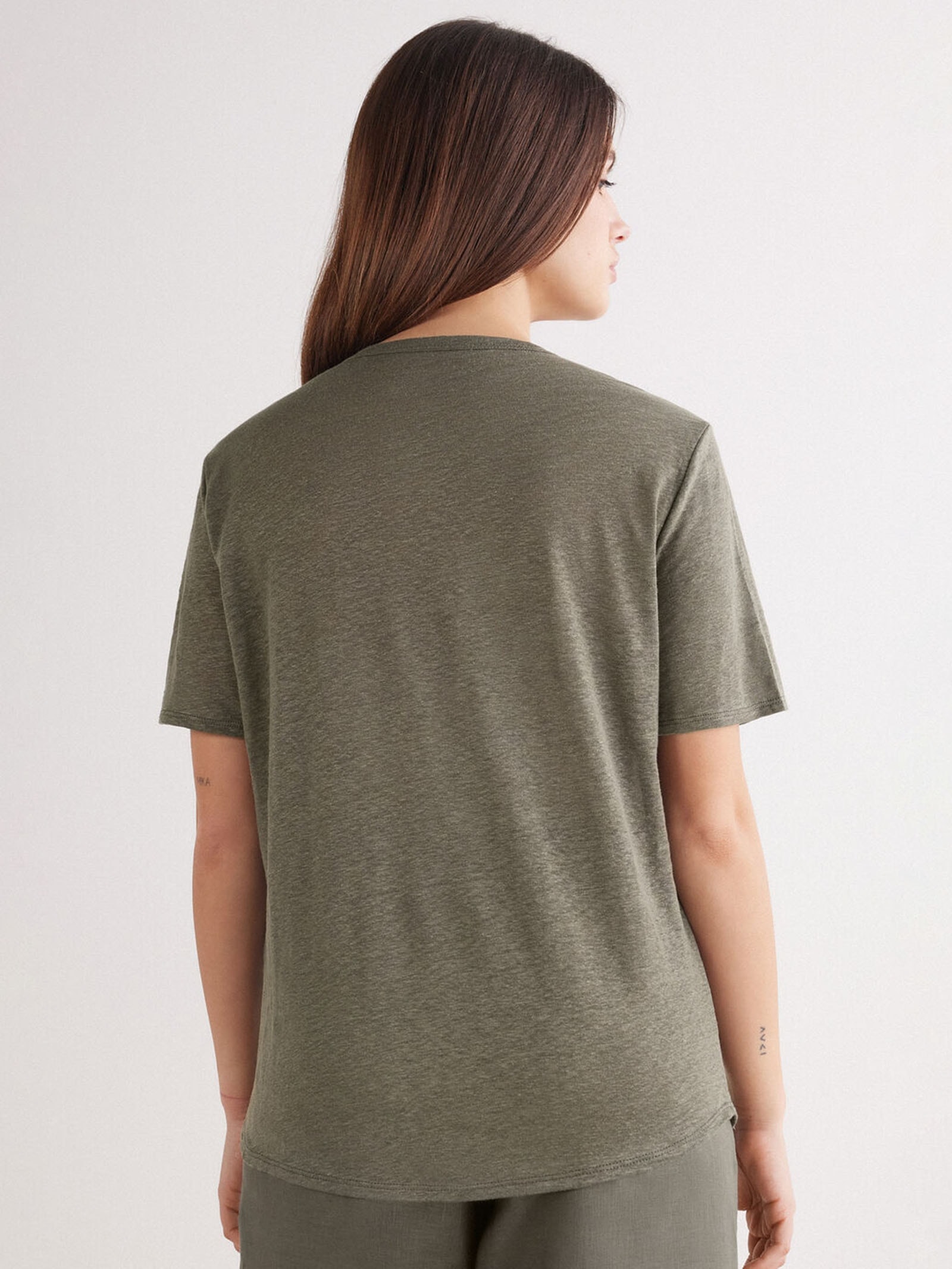 Blusa De Manga Curta Em Linho The Pure Linen Verde Intimissimi