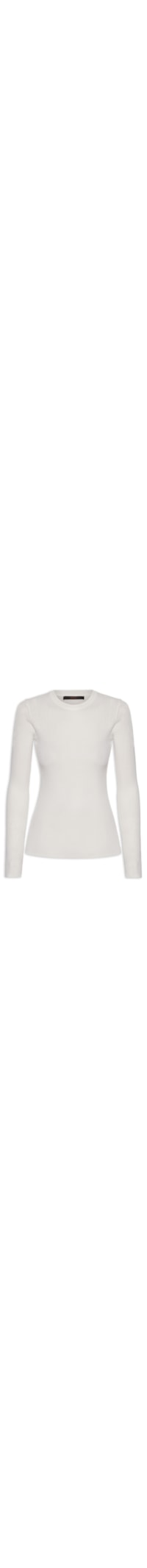 Blusa De Tricot Canelado Manga Longa Básica - Off White