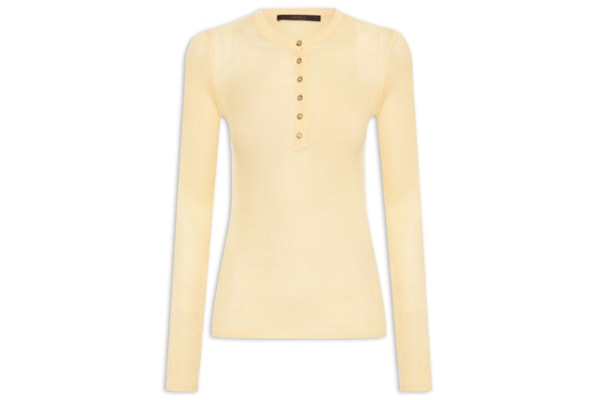 Blusa De Tricot Leve Com Gola Portuguesa - Amarelo