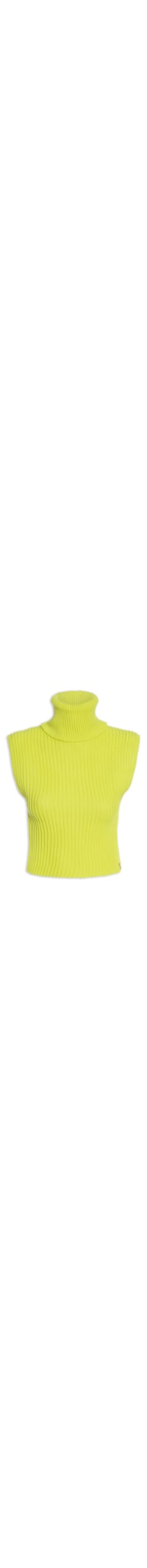 Blusa De Tricot Sem Manga Gola Alta - Amarelo