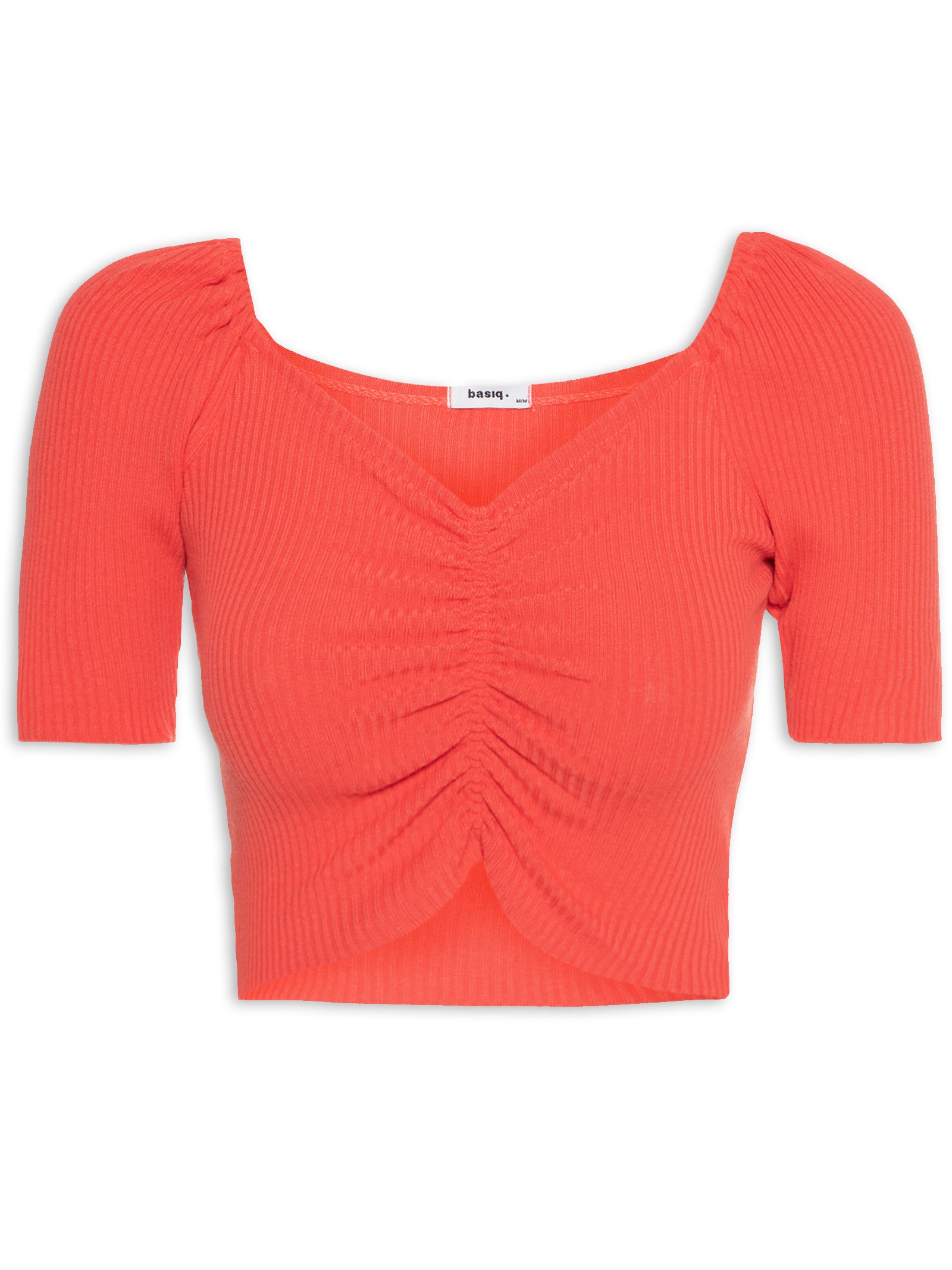 Blusa Decote Franzido Laranja Basiq