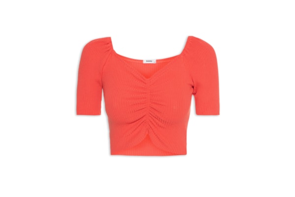 Blusa Decote Franzido - Laranja