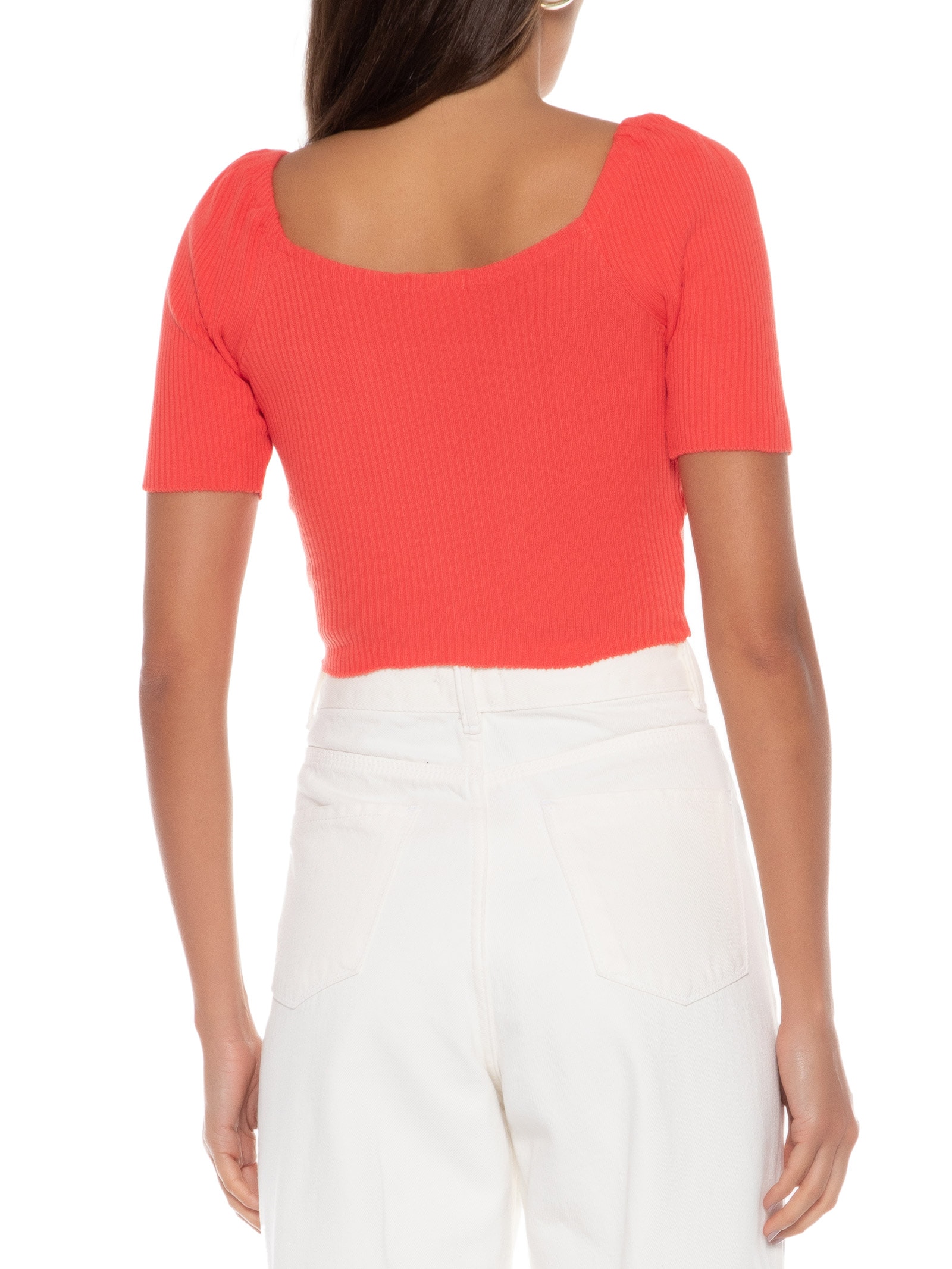 Blusa Decote Franzido Laranja Basiq