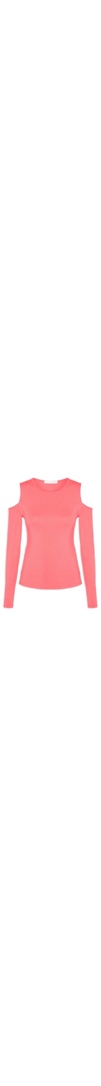 Blusa Decote Redondo Manga Longa Abertura Ombro - Rosa