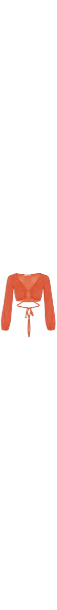 Blusa Detalhe Repuxado Tricot - Laranja