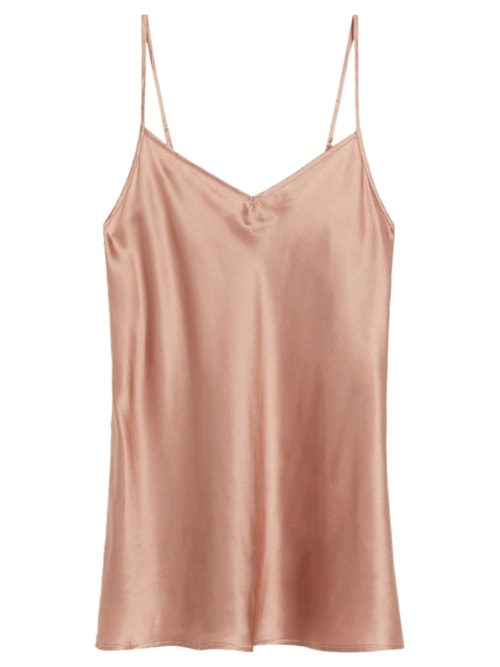 Blusa Em Cetim De Seda Com Decote Em v – Rosa