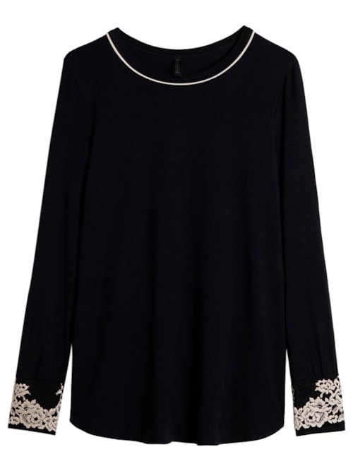 Blusa Em Modal Pretty Flower – Preto