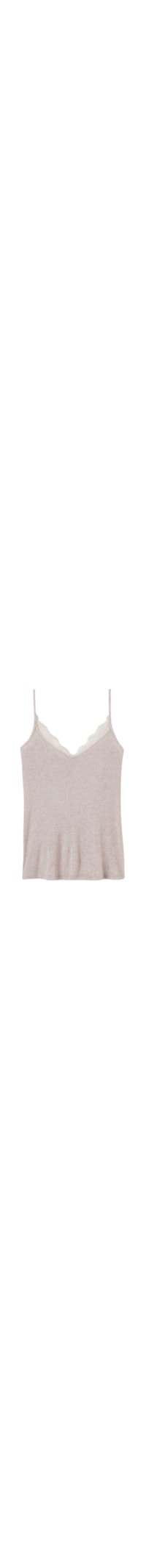 Blusa Em Modal Ultralight Com Cashmere e Renda - Bege