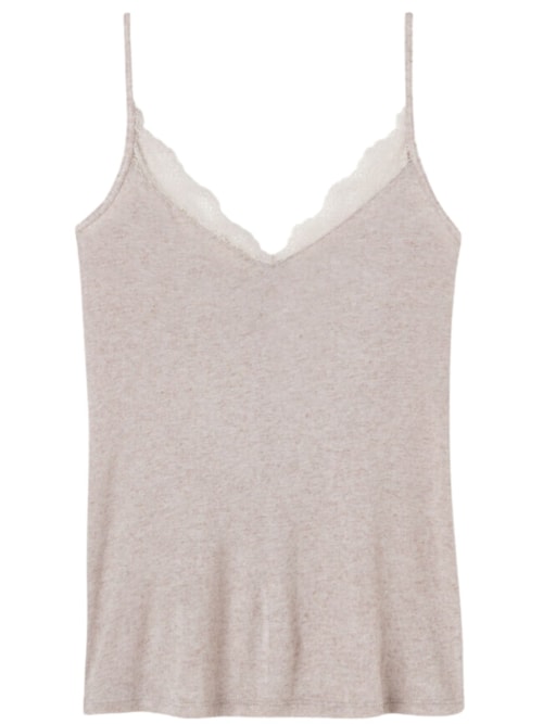 Blusa Em Modal Ultralight Com Cashmere e Renda – Bege