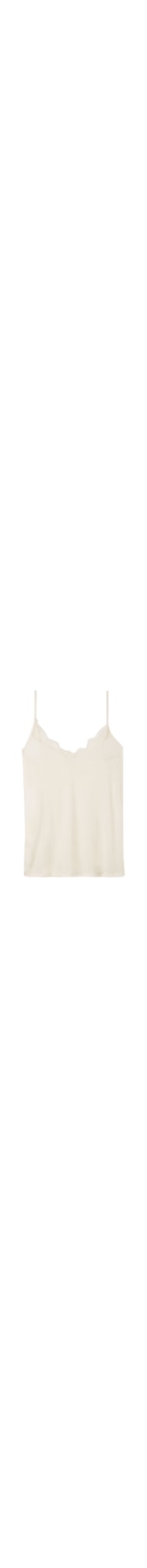 Blusa Em Modal Ultralight Com Cashmere e Renda - Off White
