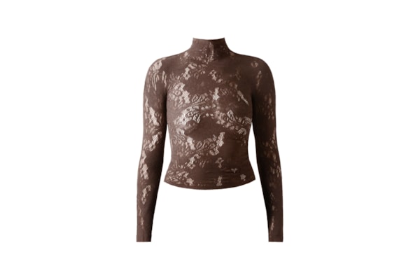 Blusa Em Renda Com Padrão Floral - Marrom