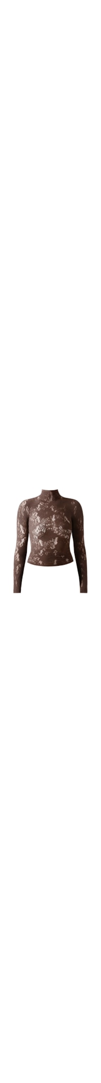 Blusa Em Renda Com Padrão Floral - Marrom
