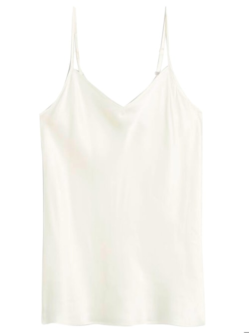 Blusa Em Seda Com Decote Em v – Branco