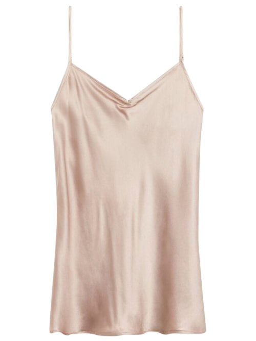 Blusa Em Seda Com Decote Em v – Marrom