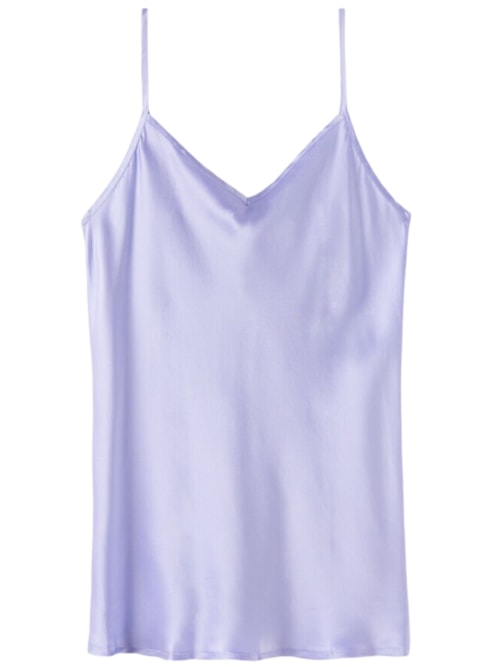 Blusa Em Seda Com Decote Em v – Roxo