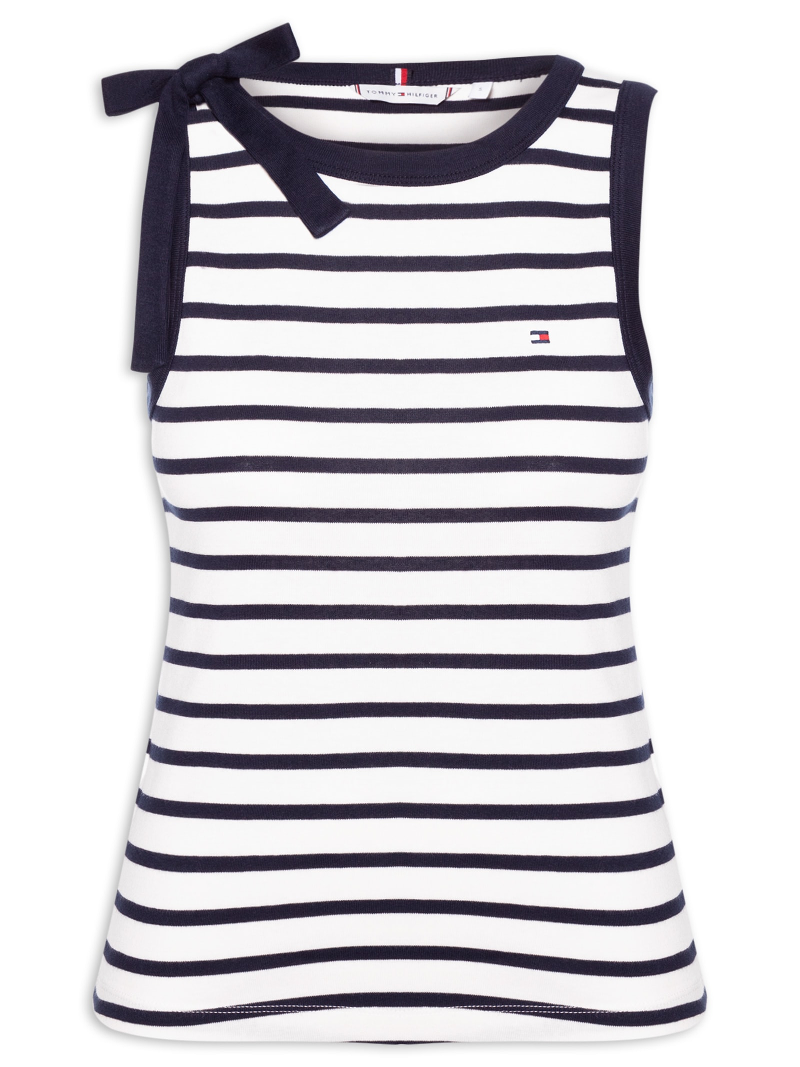 Blusa Feminina 1x1 Rib Bow Detail C-NK Tank Top Branco Tommy Hilfiger