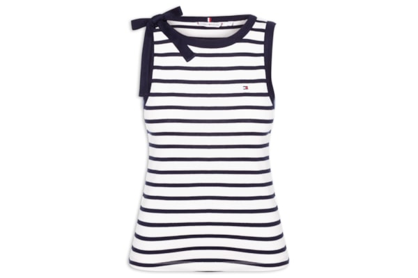 Blusa Feminina 1x1 Rib Bow Detail C-NK Tank Top - Branco