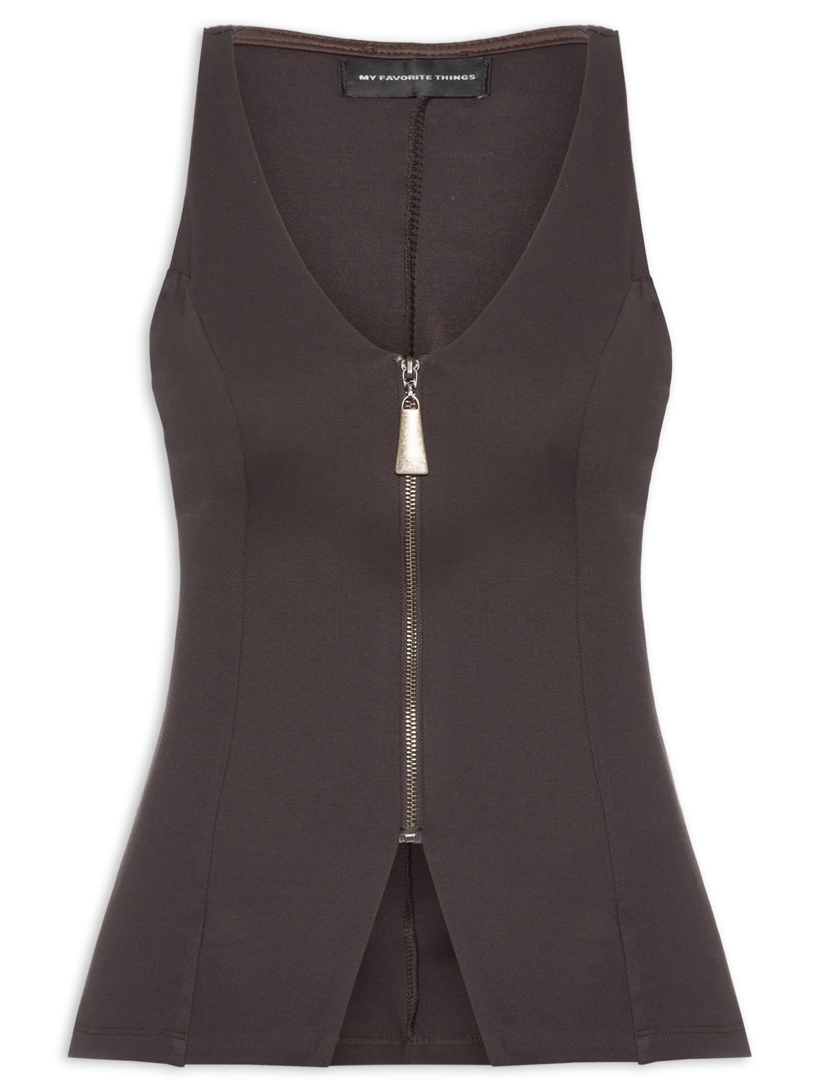 Blusa Feminina Abertura Frontal Marrom My Favorite