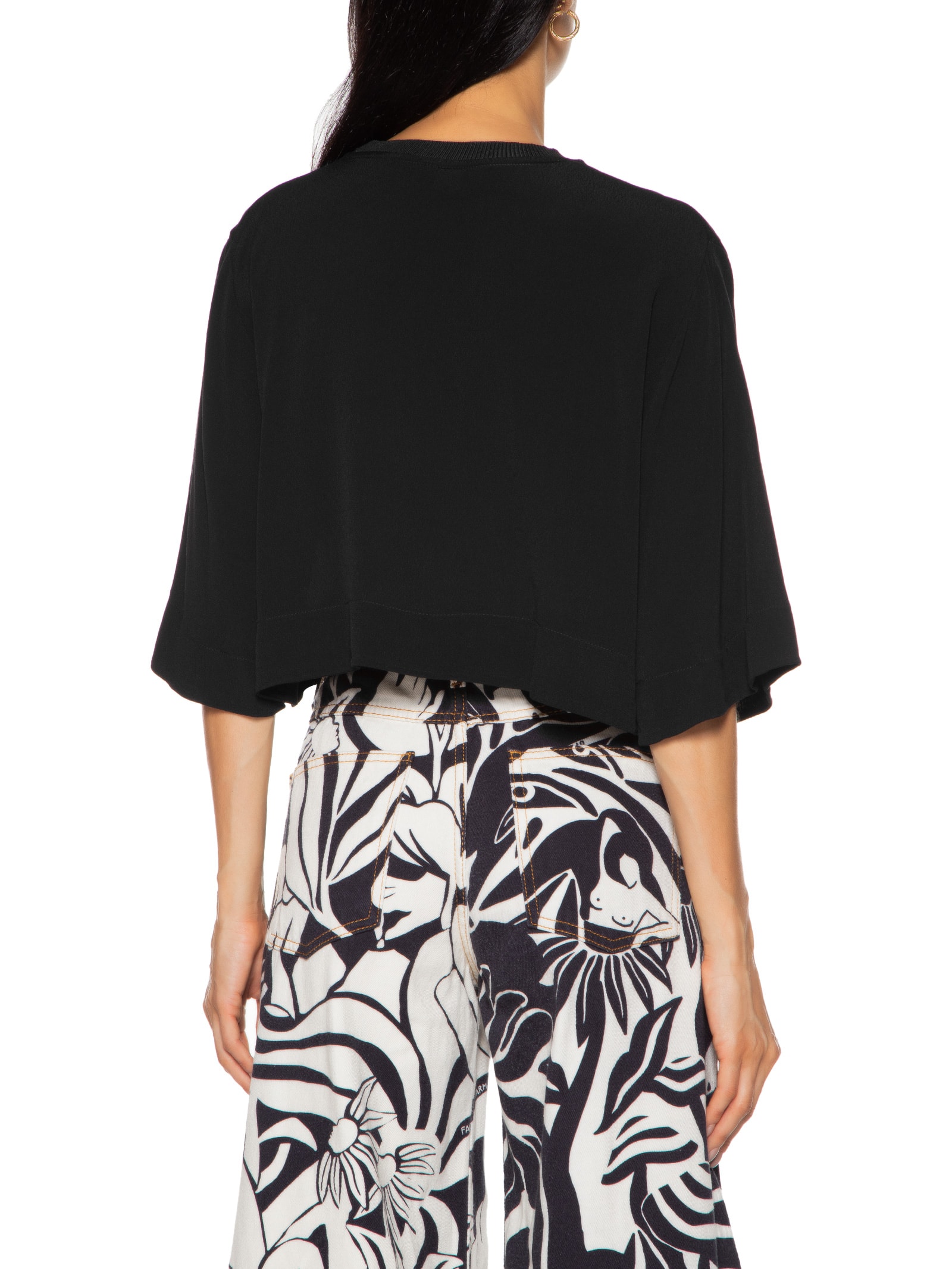 Blusa Feminina Acabamento Contrastante Preto Farm