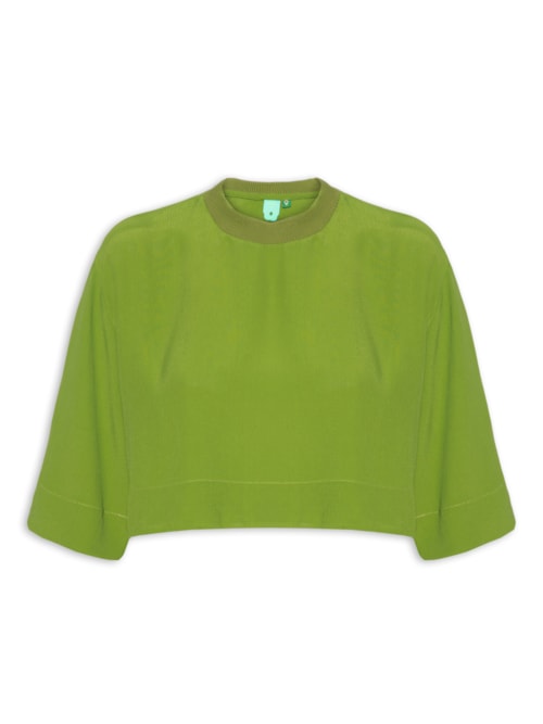 Blusa Feminina Acabamento Contrastante - Preto