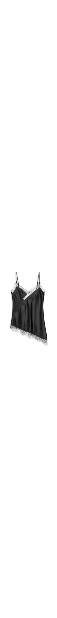 Blusa Feminina Acetinada com Renda Assimétrica - Preto