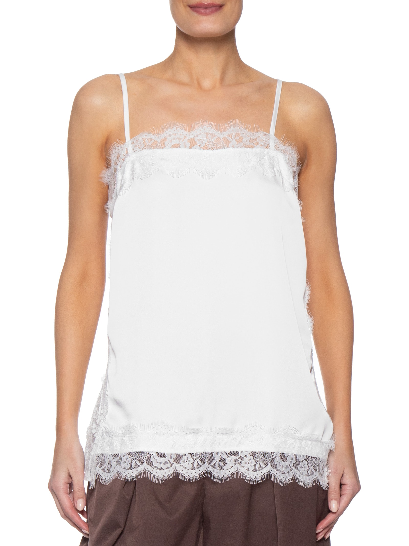 Blusa Feminina Acetinada Com Renda Branco Market 33