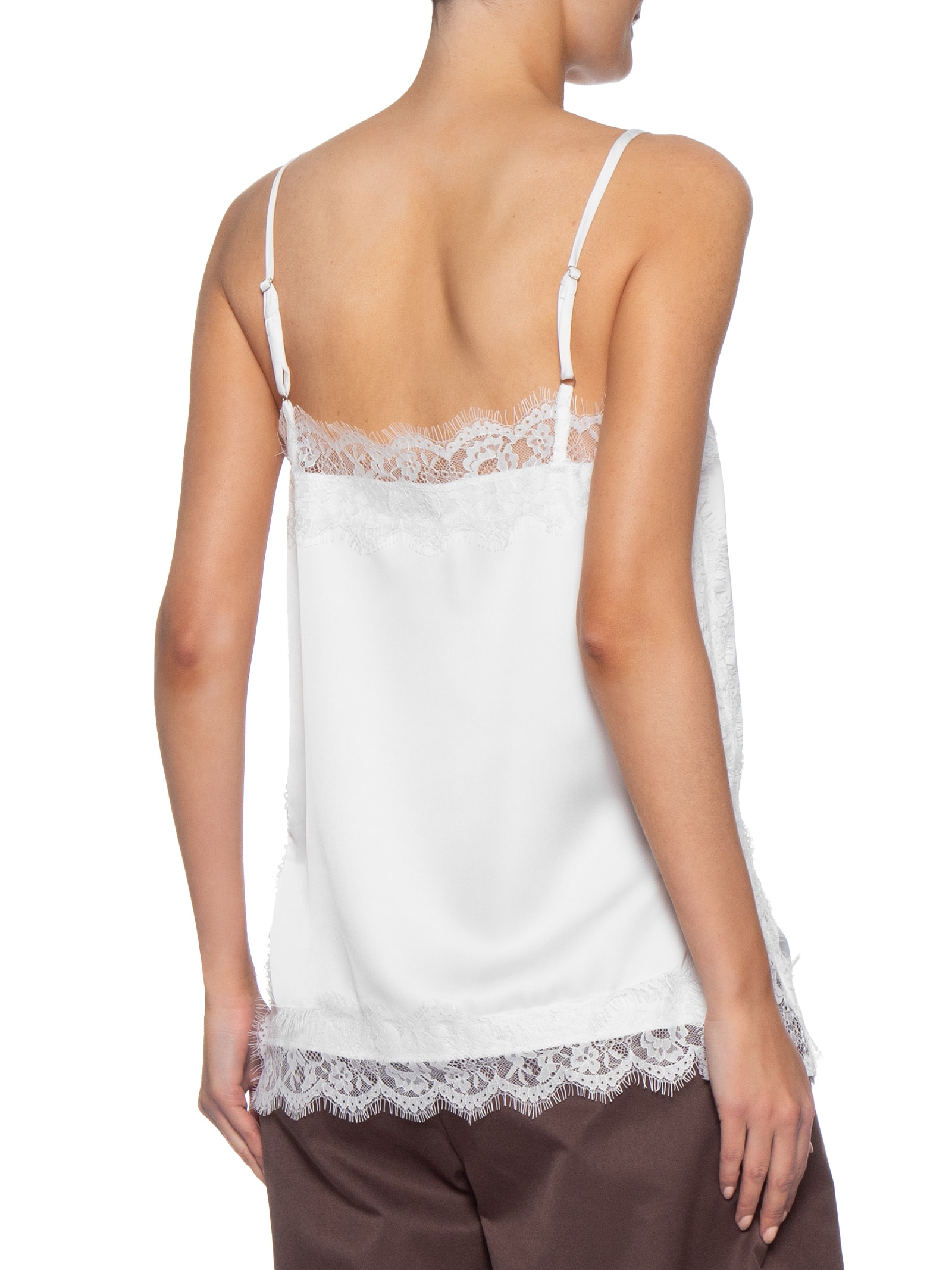 Blusa Feminina Acetinada Com Renda Branco Market 33