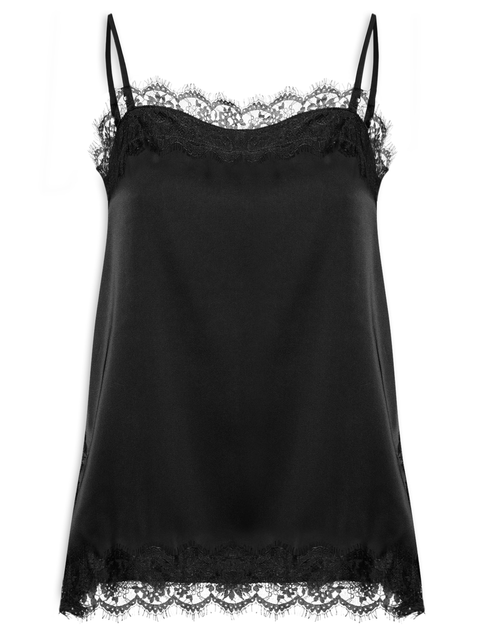 Blusa Feminina Acetinada Com Renda Preto Market 33