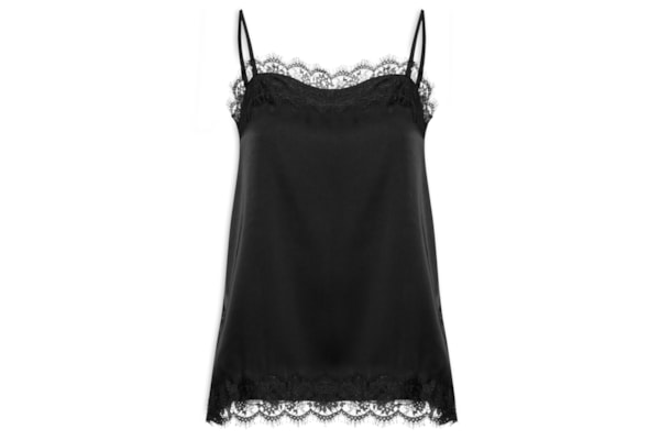 Blusa Feminina Acetinada Com Renda - Preto