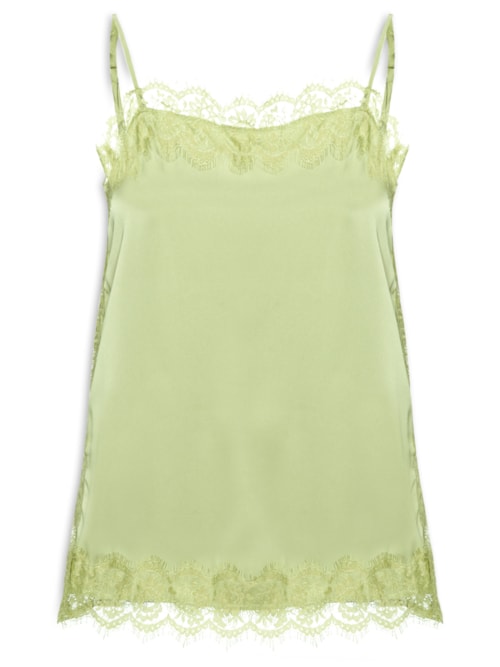 Blusa Feminina Acetinada Com Renda - Verde