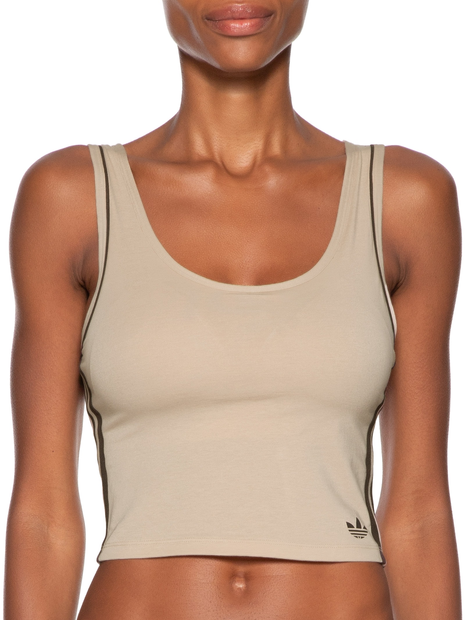 Blusa Feminina Adicolor Comfort Flex Cotton Crop Top Bege Adidas Originals Underwear