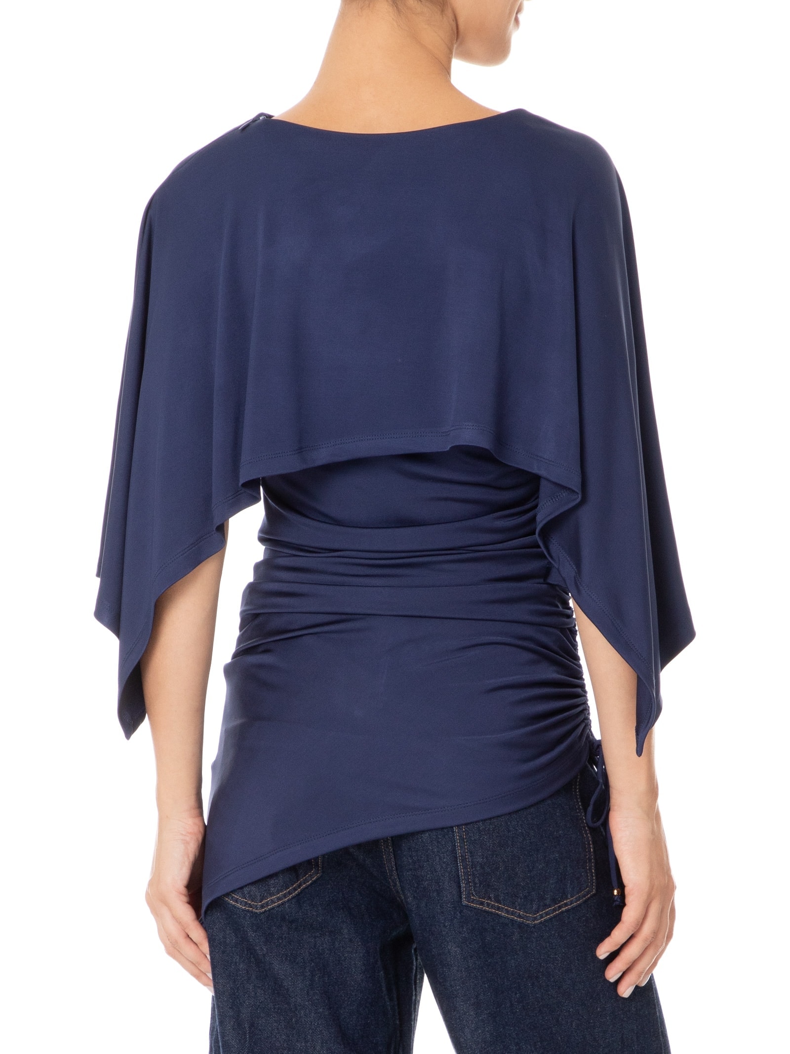 Blusa Feminina Ajustada Ao Corpo Com Franzidos Azul '2Essential