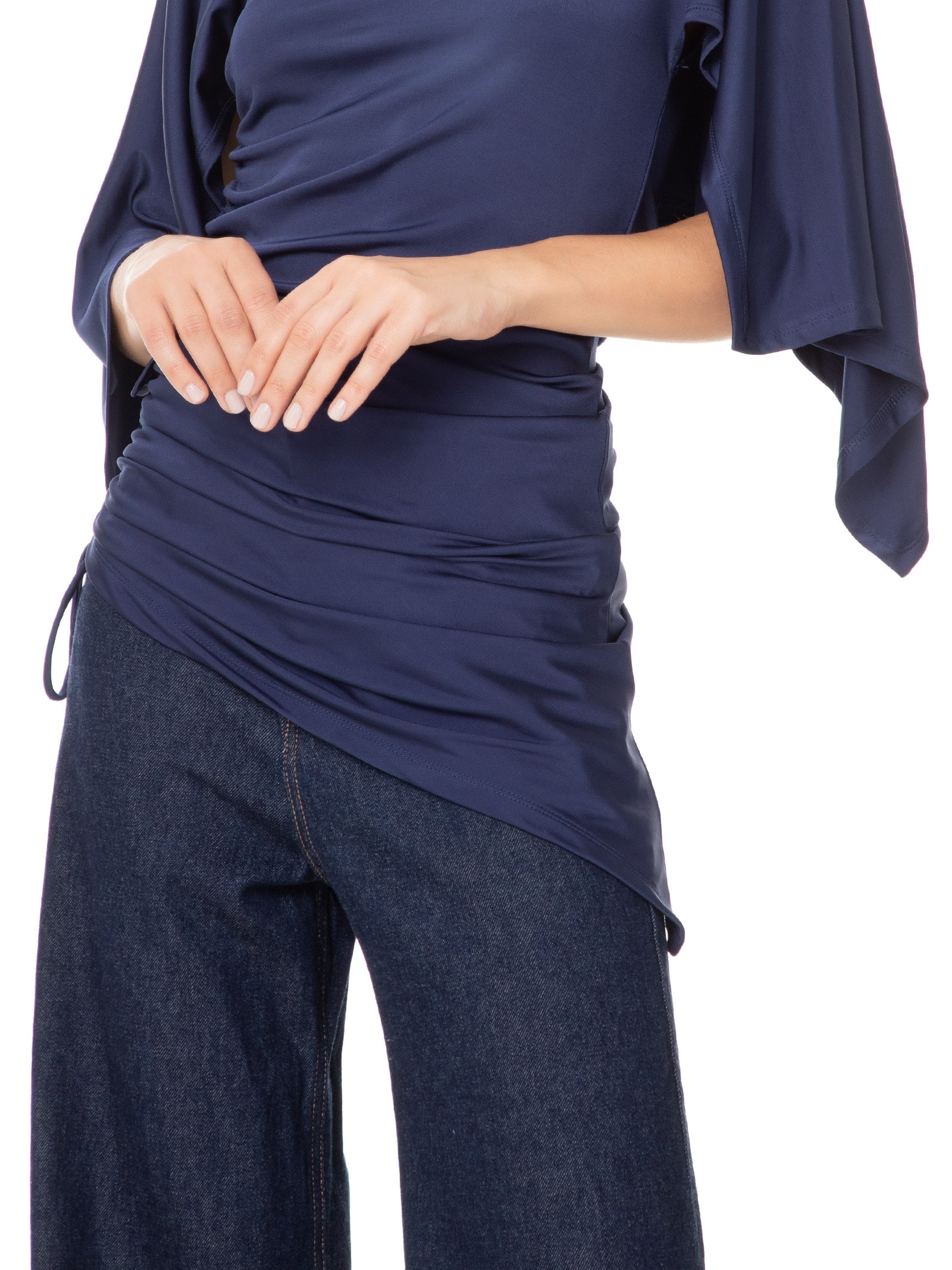 Blusa Feminina Ajustada Ao Corpo Com Franzidos Azul '2Essential