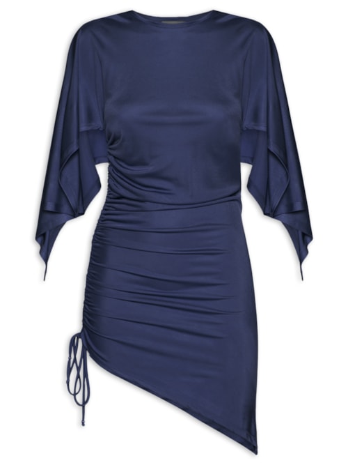 Blusa Feminina Ajustada Ao Corpo Com Franzidos – Azul