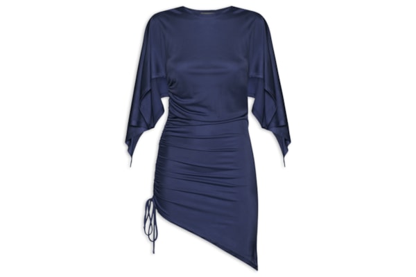 Blusa Feminina Ajustada Ao Corpo Com Franzidos - Azul