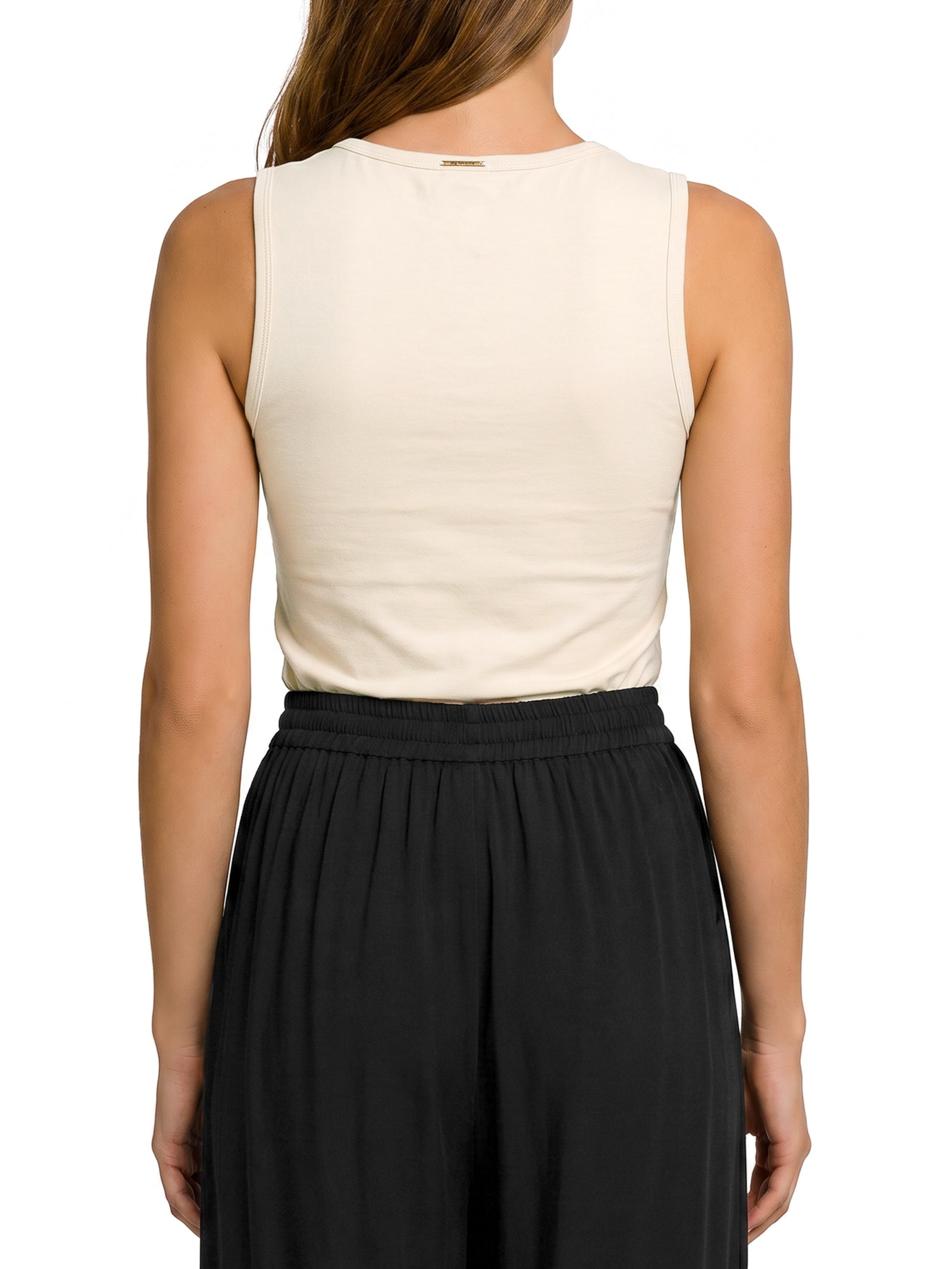 Blusa Feminina Ajustada Sem Manga Bege My Favorite
