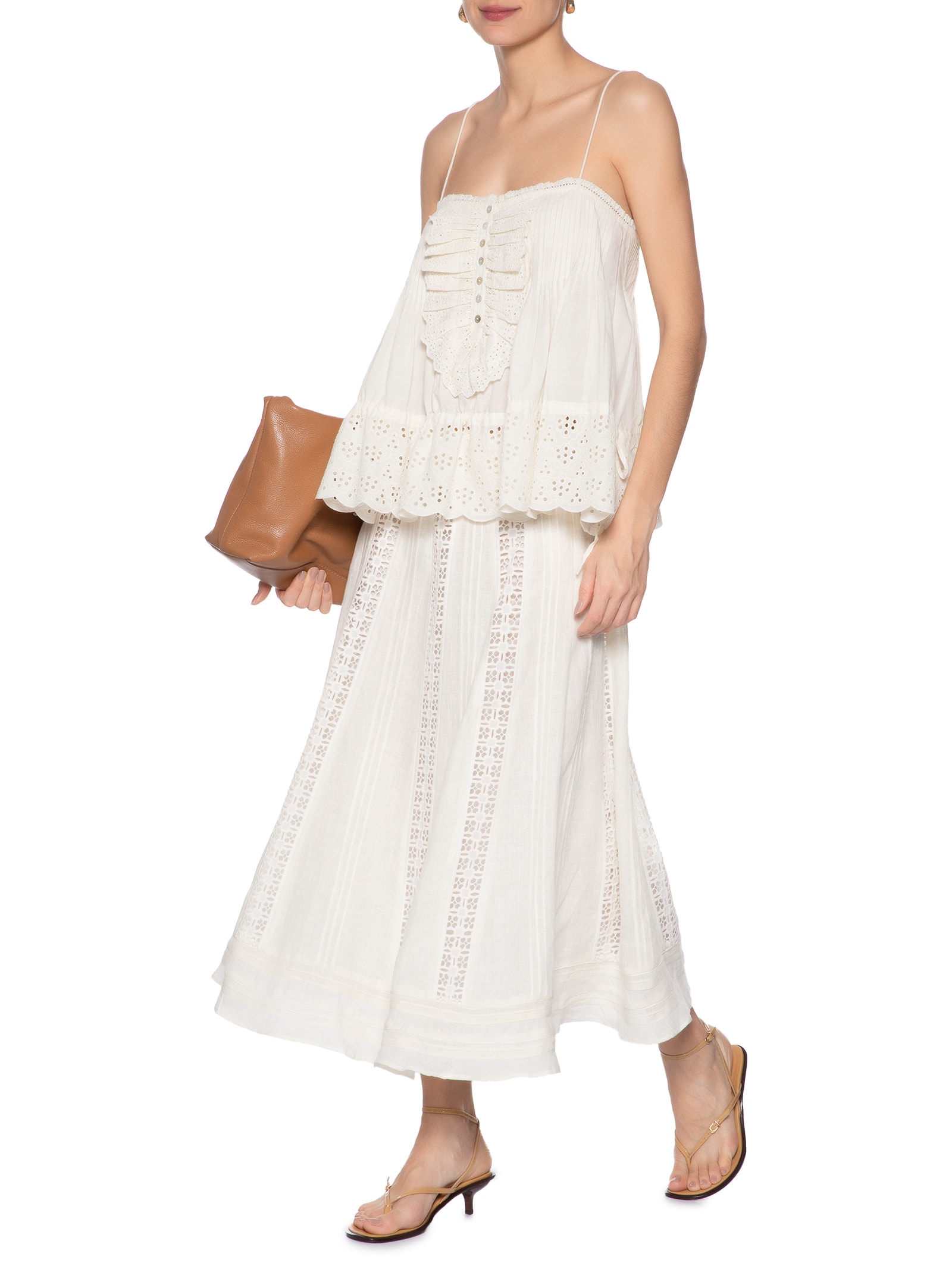 Blusa Feminina Alça Babados Branco Animale