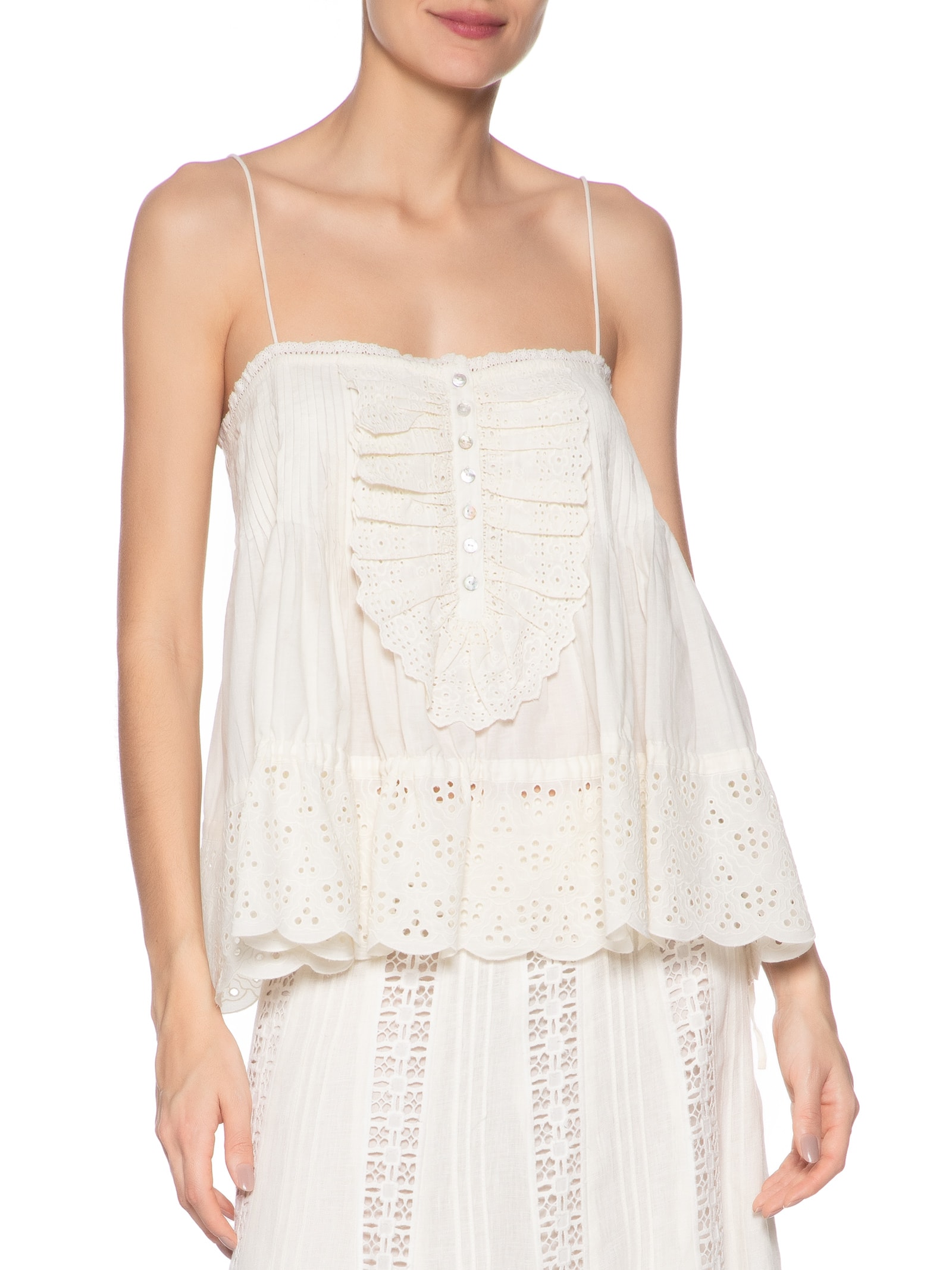 Blusa Feminina Alça Babados Branco Animale