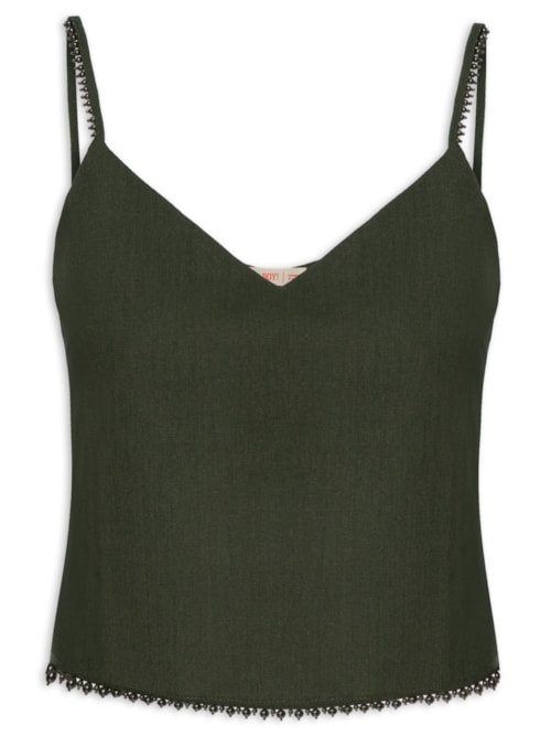 Blusa Feminina Alça Bordado Bolas – Verde