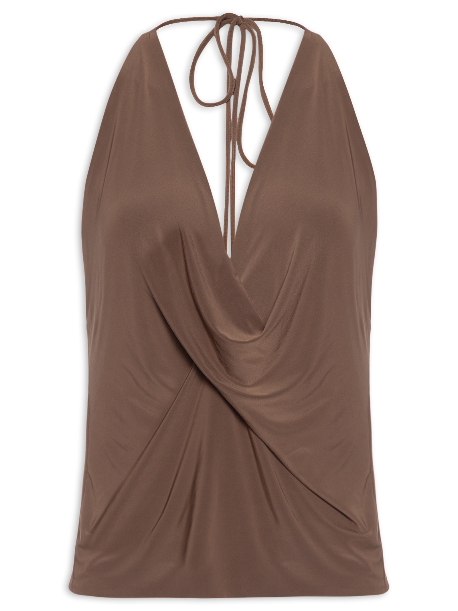 Blusa Feminina Alça Degagê Jersey Marrom Animale
